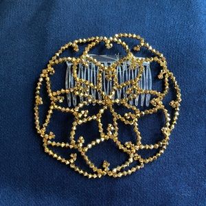 New fully handmade crystal gold color beaded kippah judaica